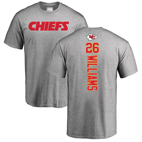 Men Kansas City Chiefs #26 Williams Damien Ash Backer T-Shirt->nfl t-shirts->Sports Accessory
